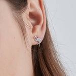 Flamingo Stud Earrings  on ear