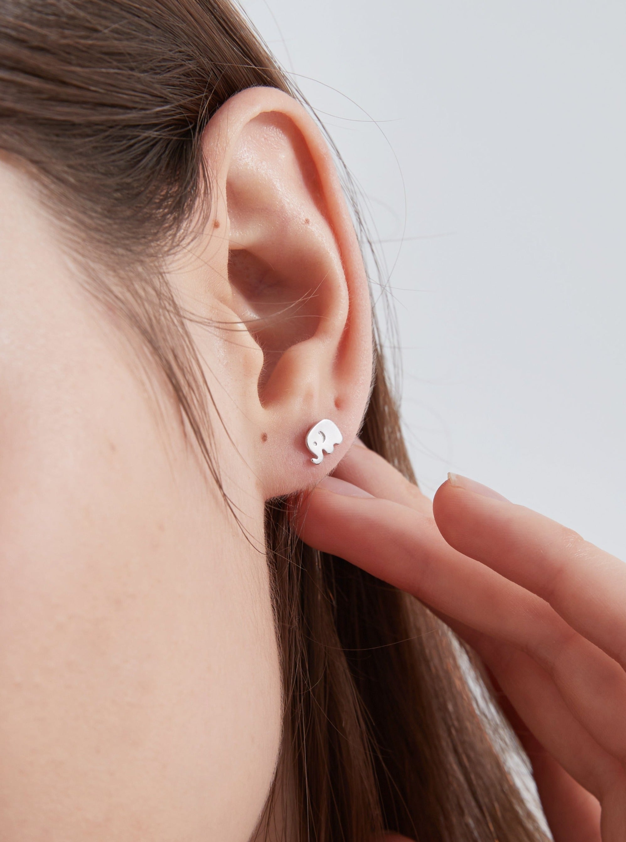 Elephant Stud Earrings on ear