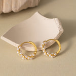 STMG Pearl Wreath Hoops in gold