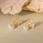 STMG Natural Baroque Pearl Flower Dangle Earrings