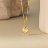 STMG Natural Mother of Pearl Heart Necklace