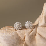 STMG Pearl Bead Stud Earrings in silver