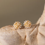 STMG Pearl Bead Stud Earrings in gold