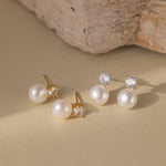 STMG Natural Pearl Stud Earrings in 2 colours