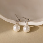 STMG Pearl Dangle Earrings in silver