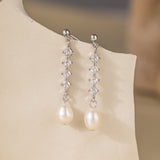 STMG Freshwater Pearl Drop Earrings in silver