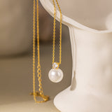 STMG Pearl Adjustable Necklace in gold