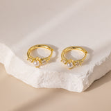 STMG Pearl Crystal Hoops in gold