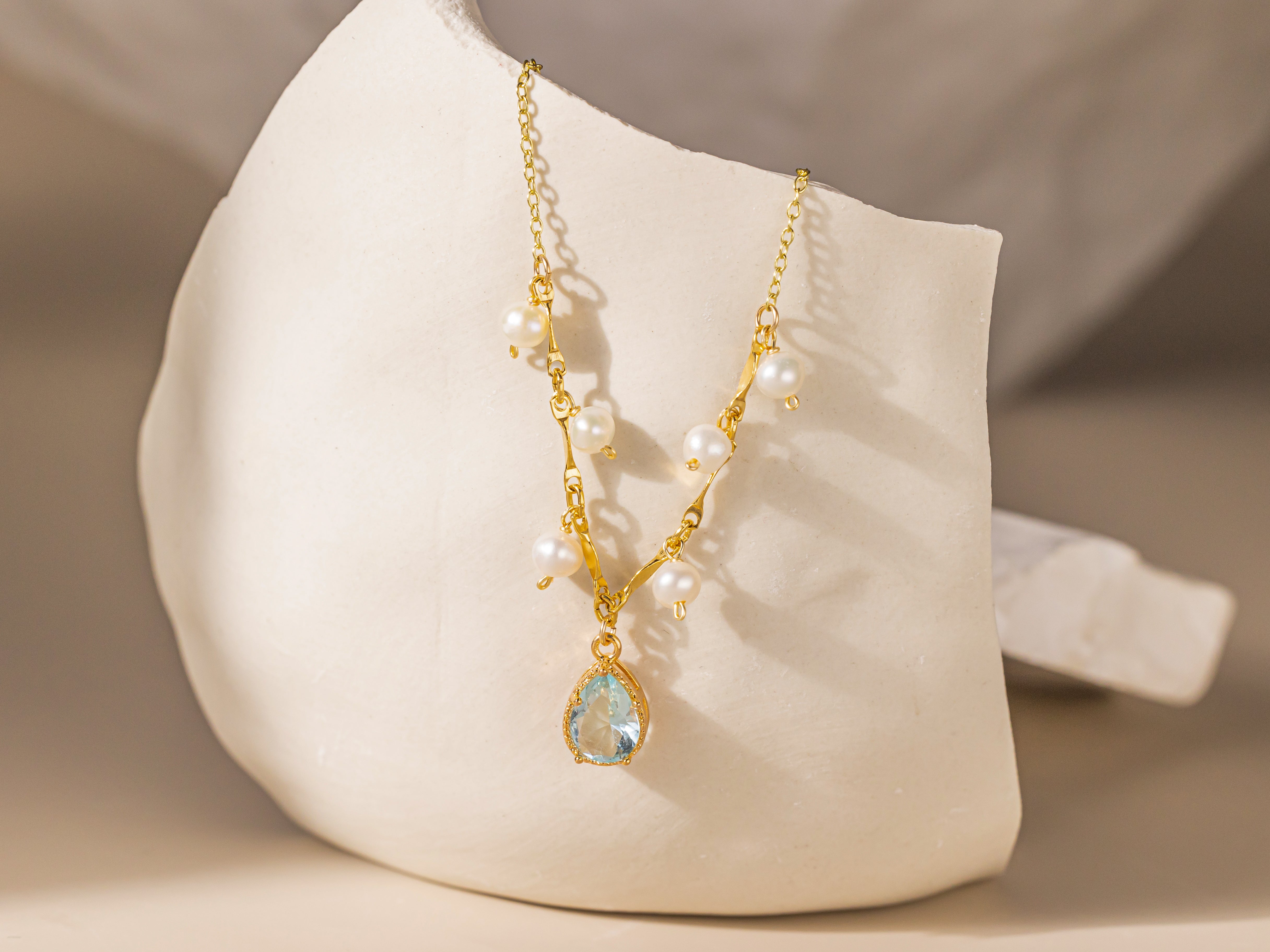 STMG Natural Pearl Droplet Necklace