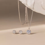 STMG Moissanite Diamond Stud Earrings with matching necklace