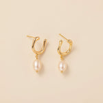 STMG Natural Pearl U Shape Dangle Earrings