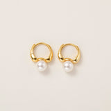 STMG Minimalist Pearl Hoops in gold