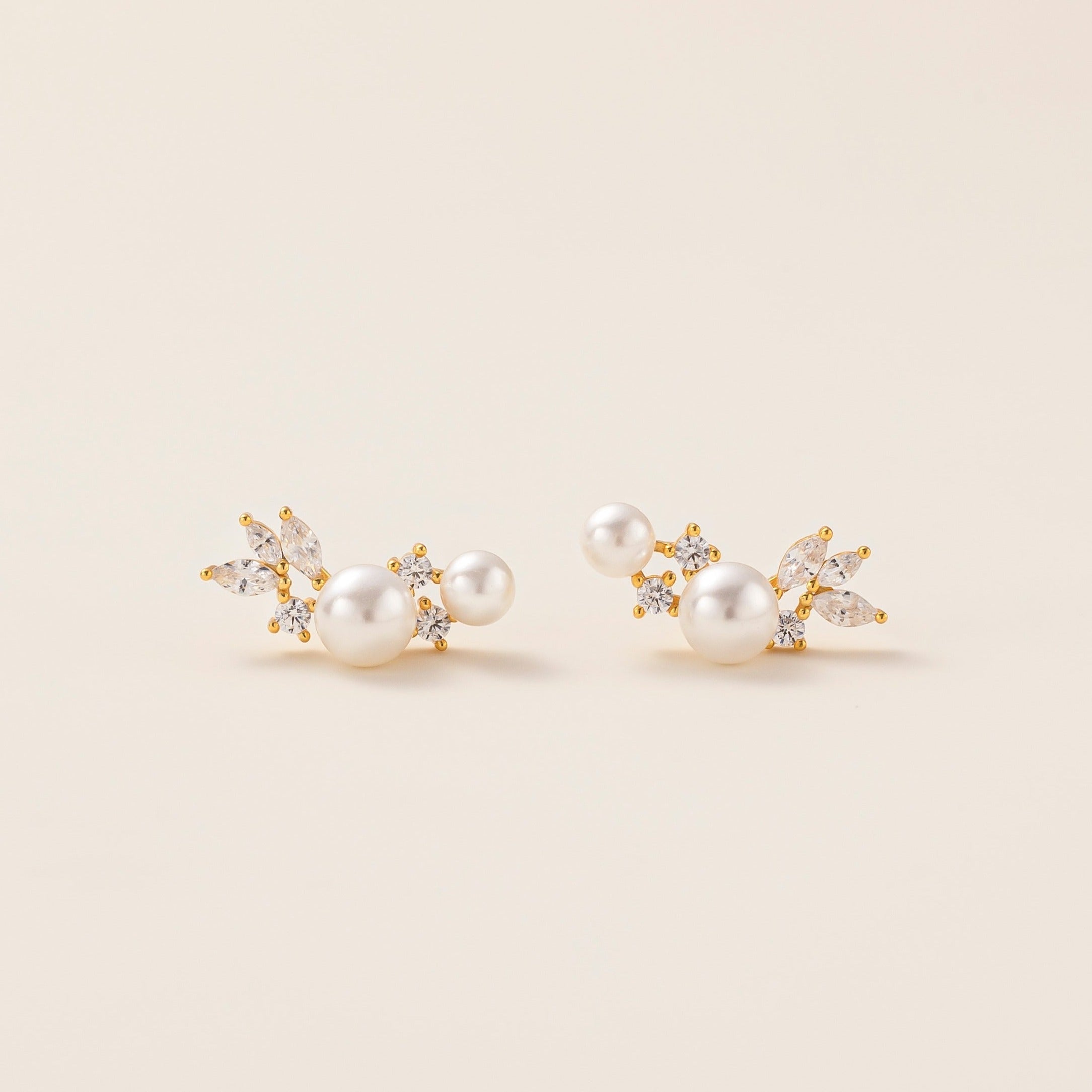 STMG Pearl Stud Earrings in gold