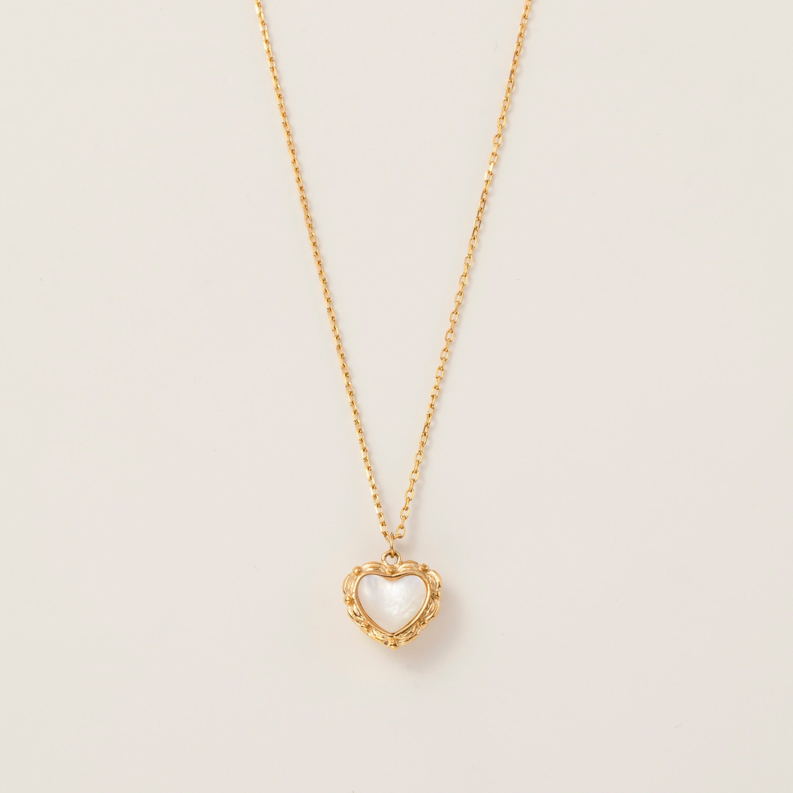 STMG Natural Mother of Pearl Heart Necklace