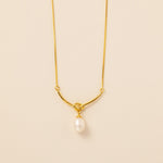 STMG Natural Pearl Knot Necklace in gold