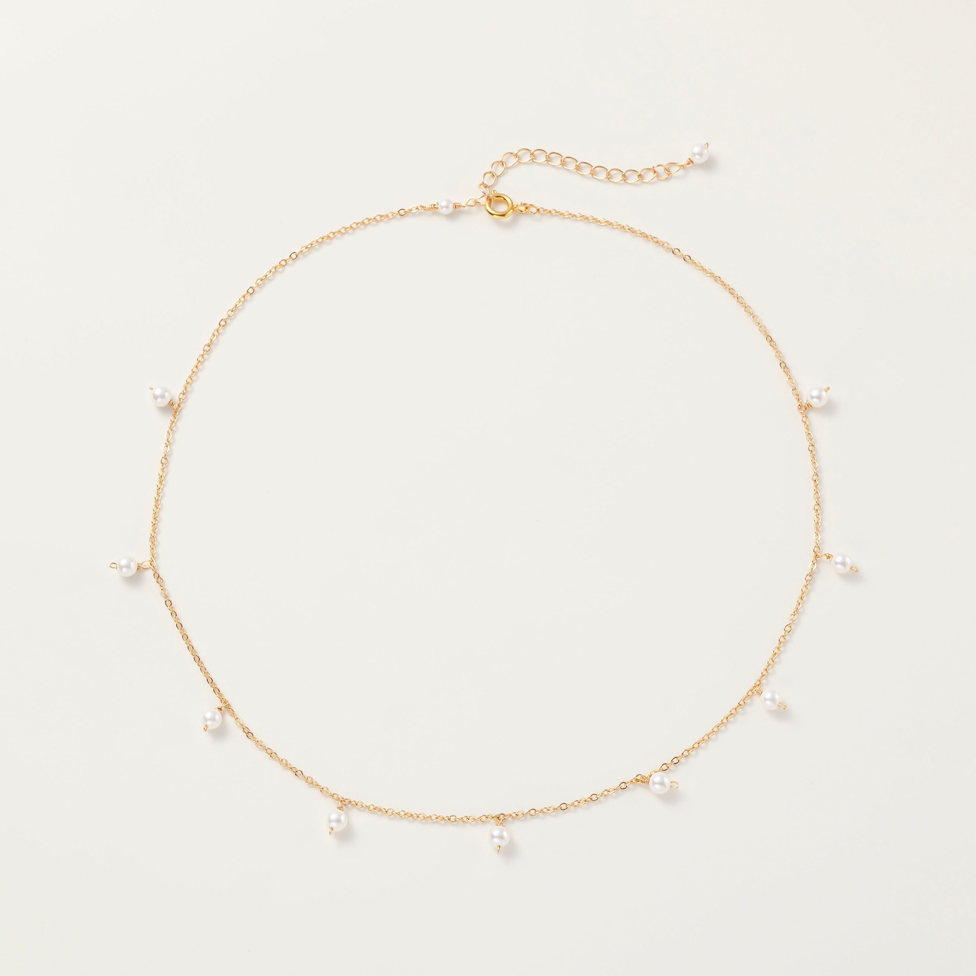 Beaded Pearl Adjustable Choker Necklace 