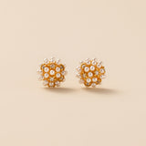 STMG Pearl Bead Stud Earrings in gold