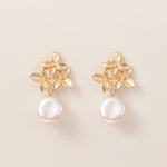 STMG Natural Baroque Pearl Flower Dangle Earrings