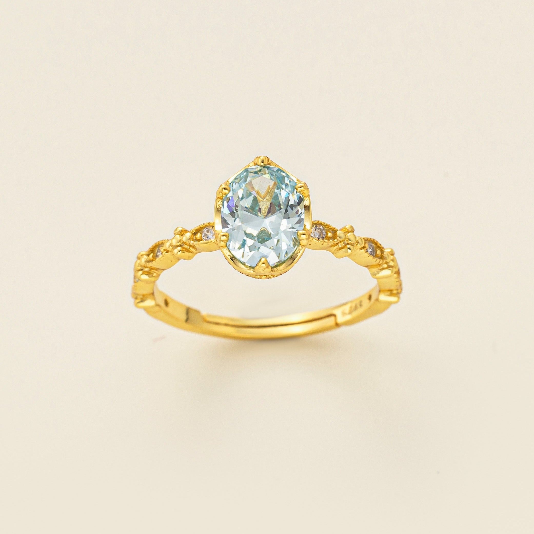 STMG Sky Blue Diamond Adjustable Ring