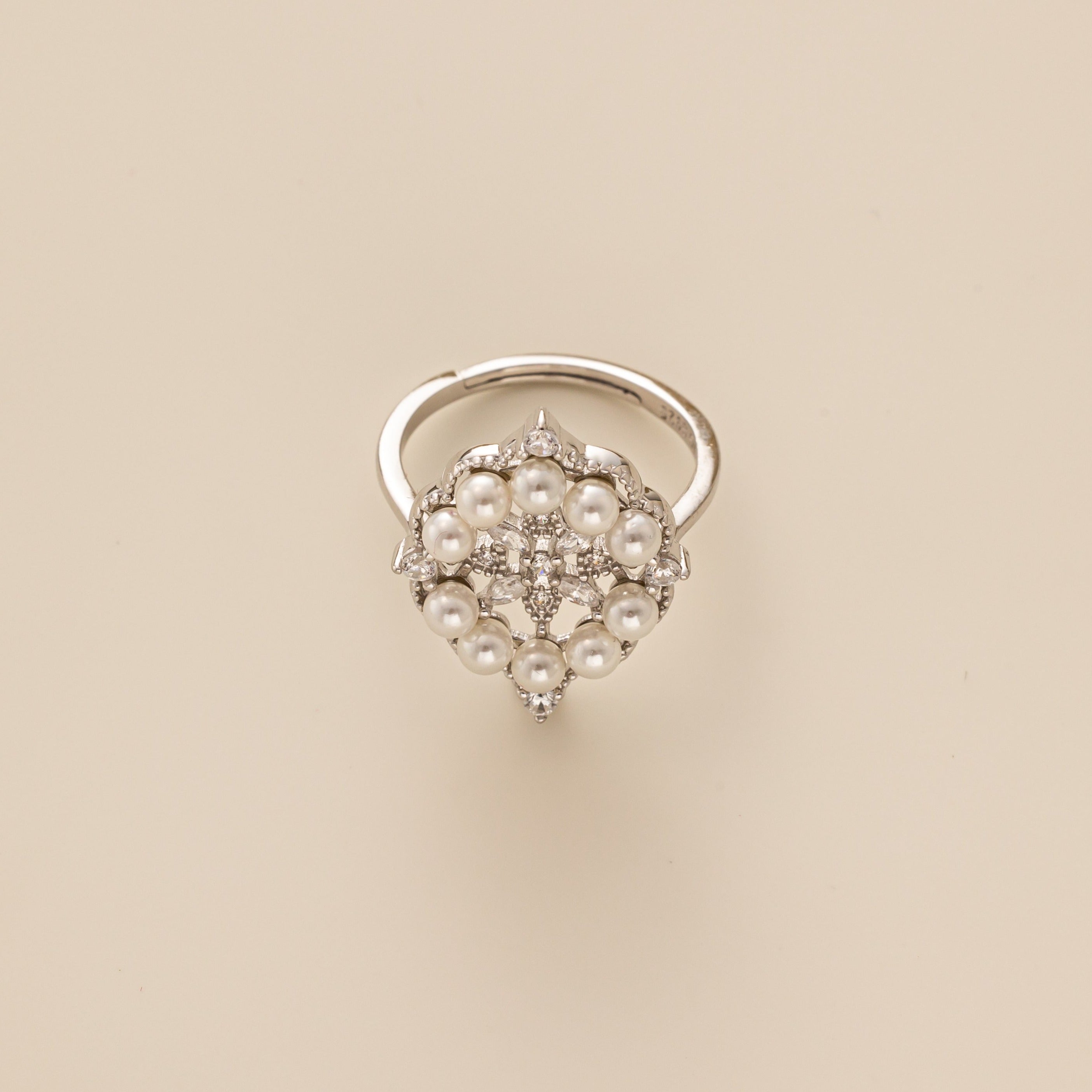 STMG Pearl with Diamond Adjustable Ring