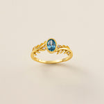 Blue Topaz on Olive Leaf Ring