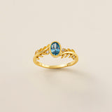 Blue Topaz on Olive Leaf Ring