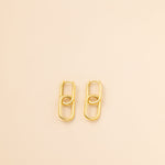 STMG Rectangular Dangle Hoops in gold