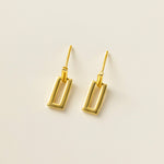 STMG Rectangle Dangle Earrings in gold