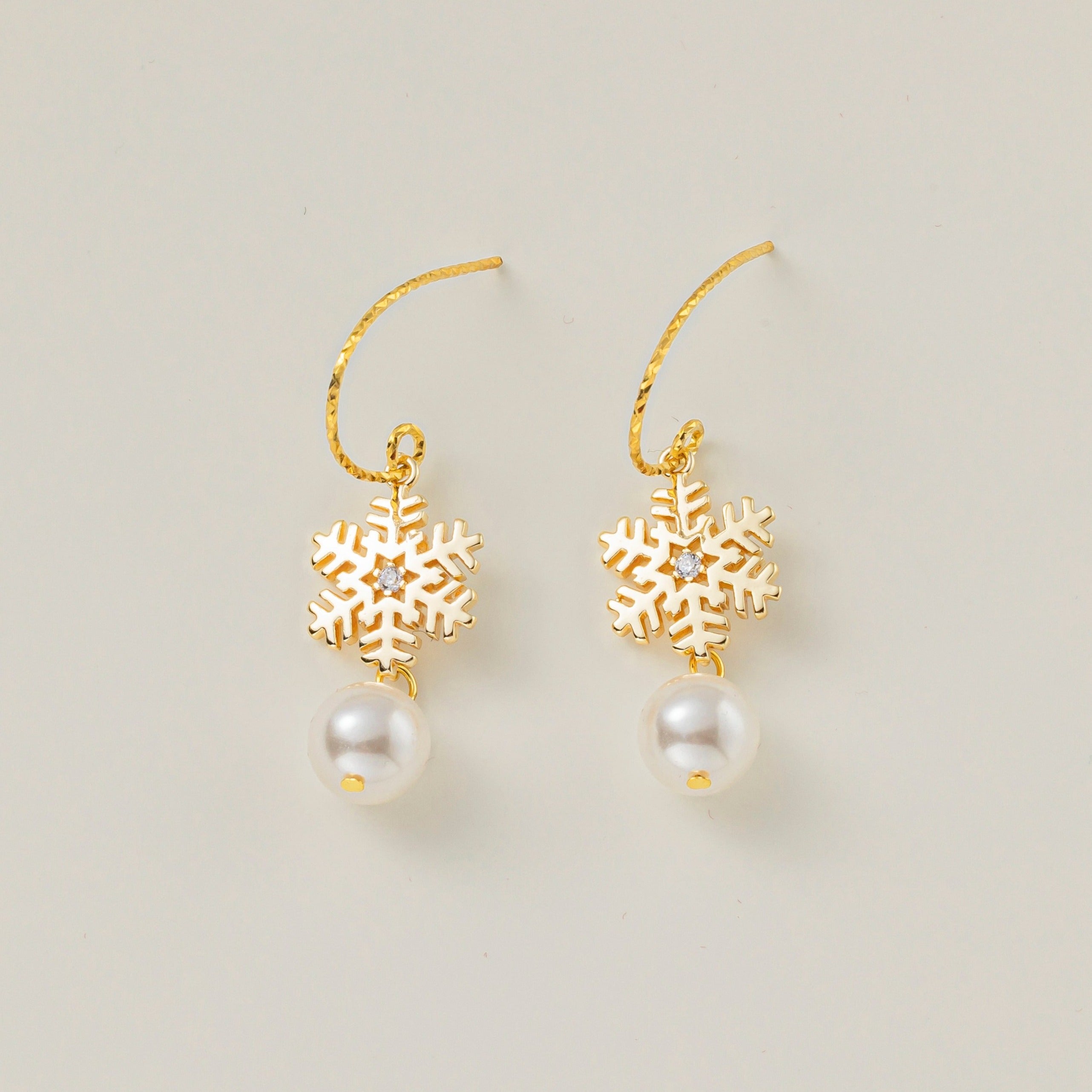 STMG Pearl Snowflake Dangle Earrings