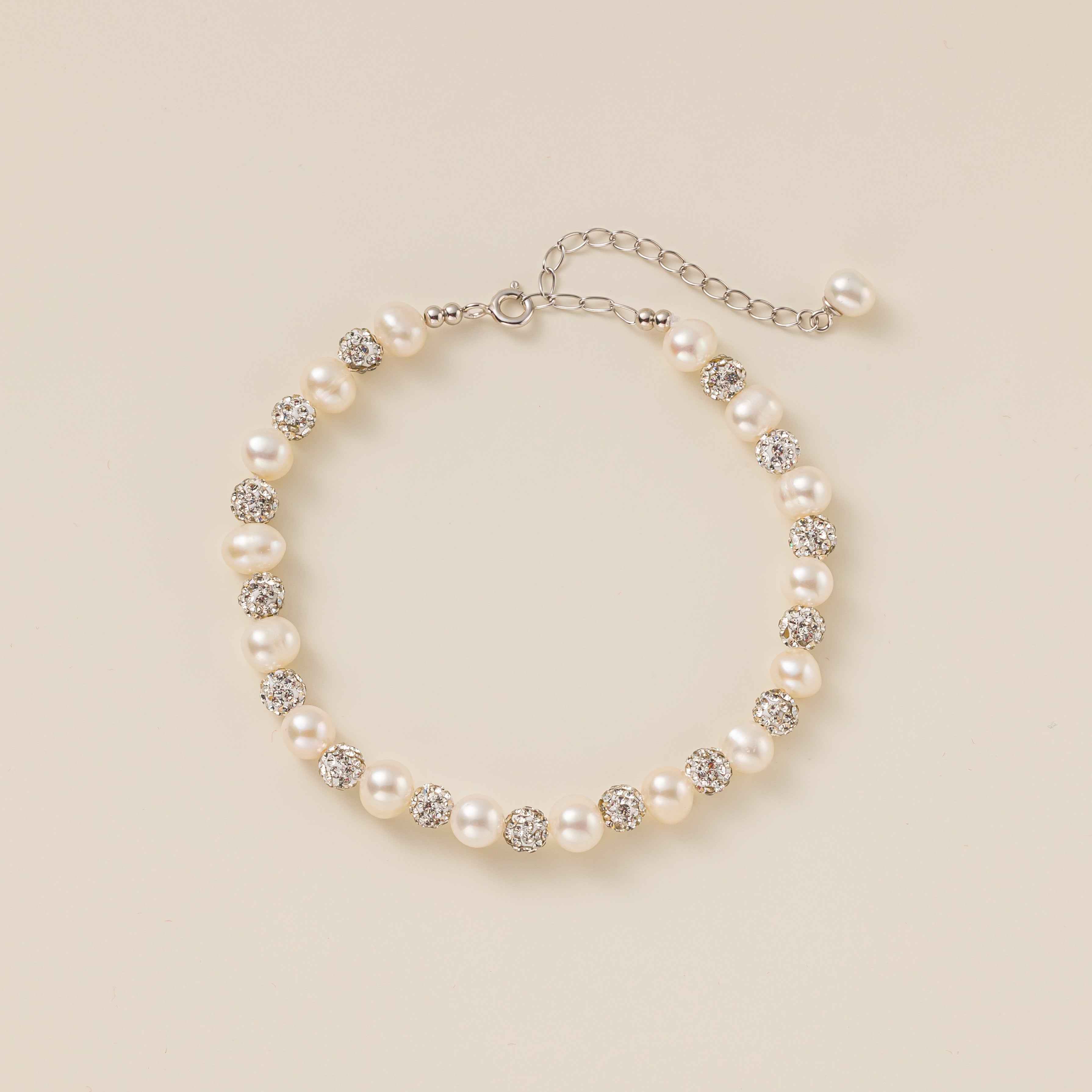 STMG Natural Pearl with Sparkly Beads Bracelet 