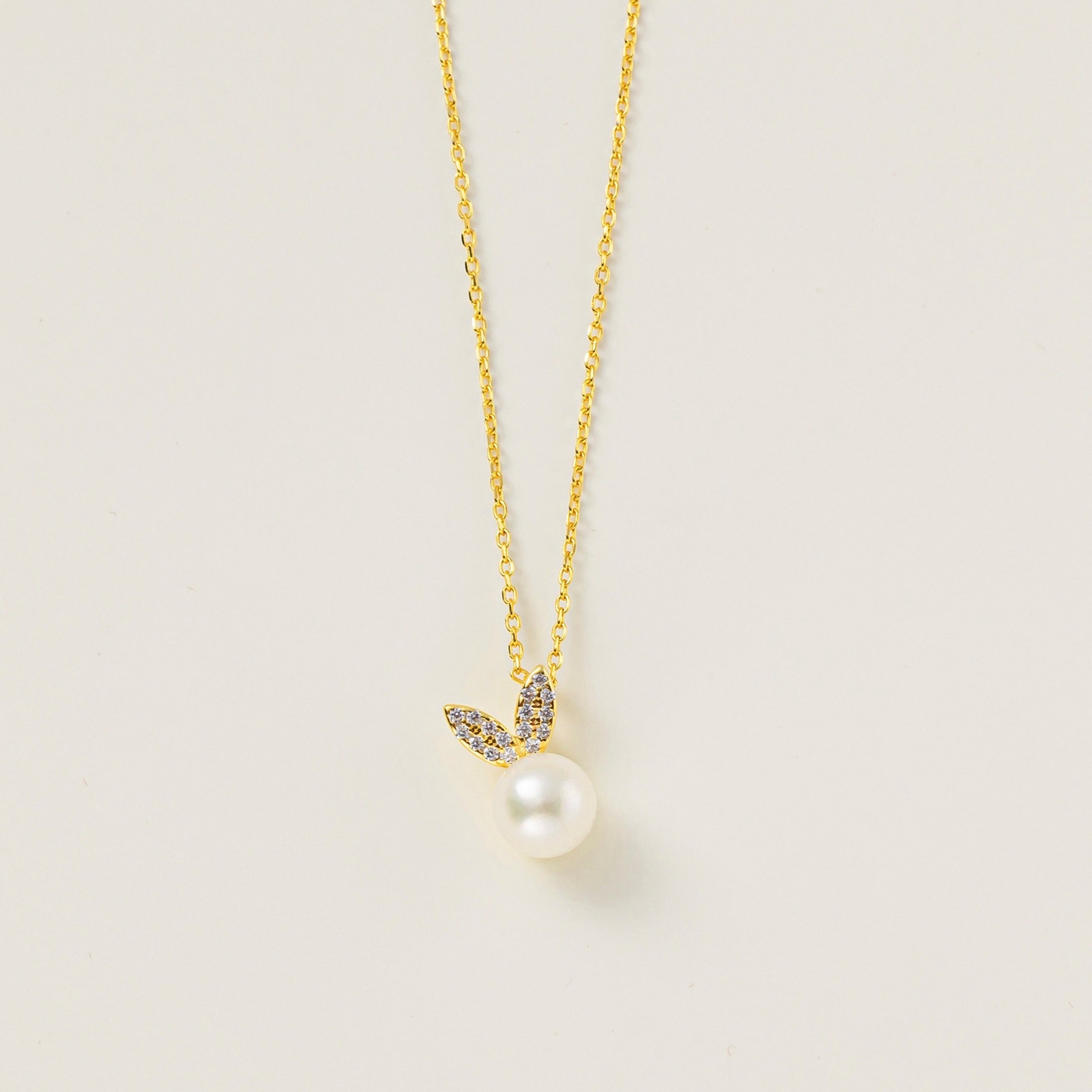 STMG Natural Pearl Bunny Rabbit Necklace