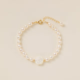 STMG Natural Pearl with Mother of Pearl Rose Bracelet