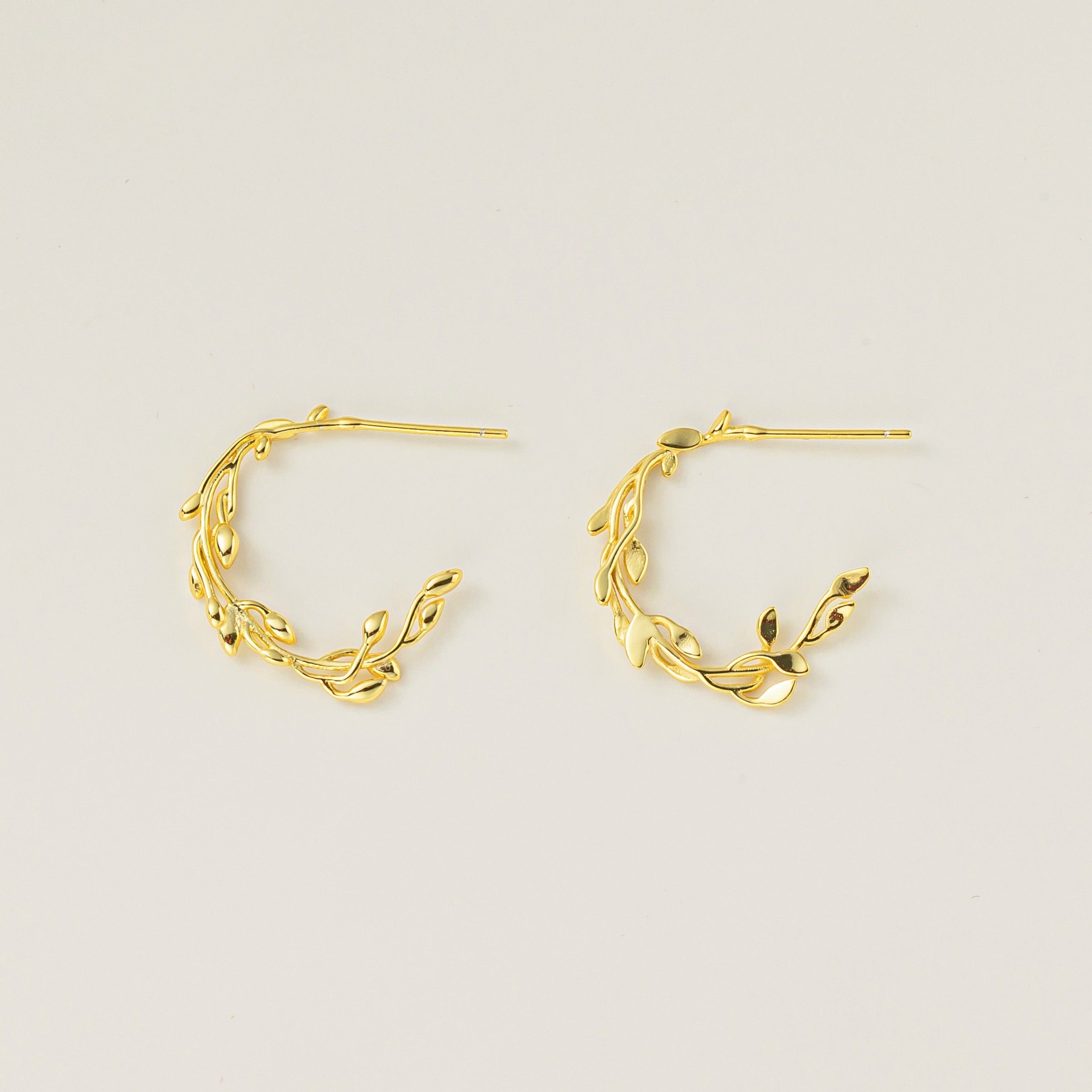 STMG Olive Leaf Adjustable Stud Earrings in gold