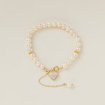 STMG Natural Pearl with Mother of Pearl Heart Bracelet