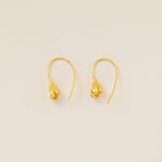 Flower Bud Hook Earrings in gold