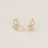 STMG Natural Pearl Butterfly Stud Earrings