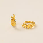 STMG Tiny Olive Leaf Hoops in gold