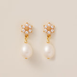 STMG Natural Pearl Flower Dangle Earrings