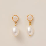 STMG Natural Pearl with Opal Dangle Earrings