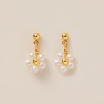 STMG Pearl Daisy Dangle Earrings in gold