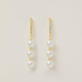 Triple Pearls Dangle Earrings (S925)