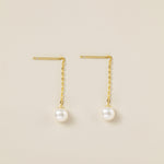 STMG Natural Pearl Dangle Threader Earrings in gold