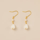 STMG Pearl Bluebell Flower Dangle Hook Earrings