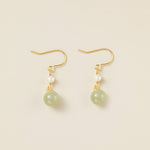 STMG Natural Jade Pearl Hook Dangle Earrings