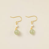 STMG Natural Jade Pearl Hook Dangle Earrings