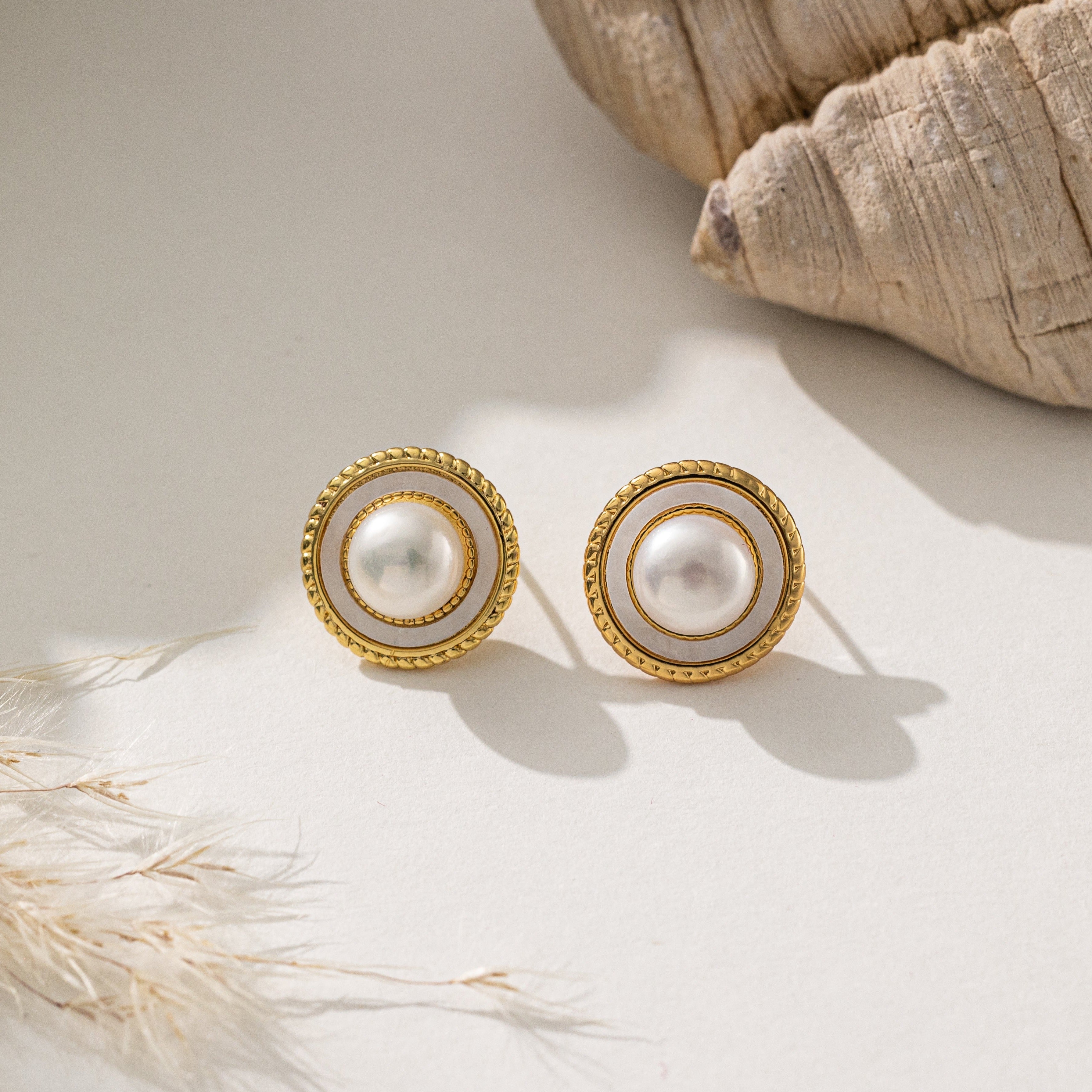 STMG Natural Pearl Stud Earrings