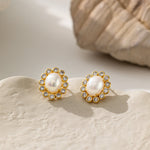 STMG Pearl with CZ Stud Earrings