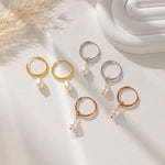 STMG Natural Pearl Dangle Hoops in 3 colours