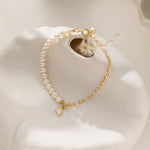 STMG Natural Pearl with CZ Diamond Bracelet