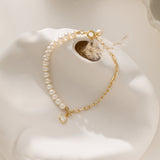 STMG Natural Pearl with CZ Diamond Bracelet